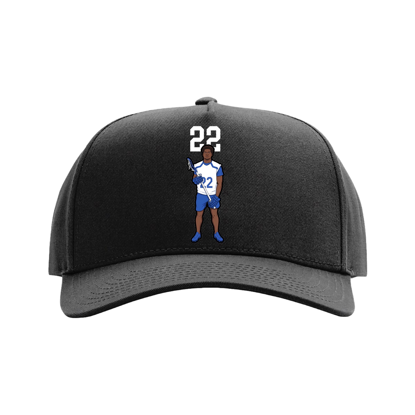 Full Fabric Five-Panel Champ Cap — Number Top in Black
