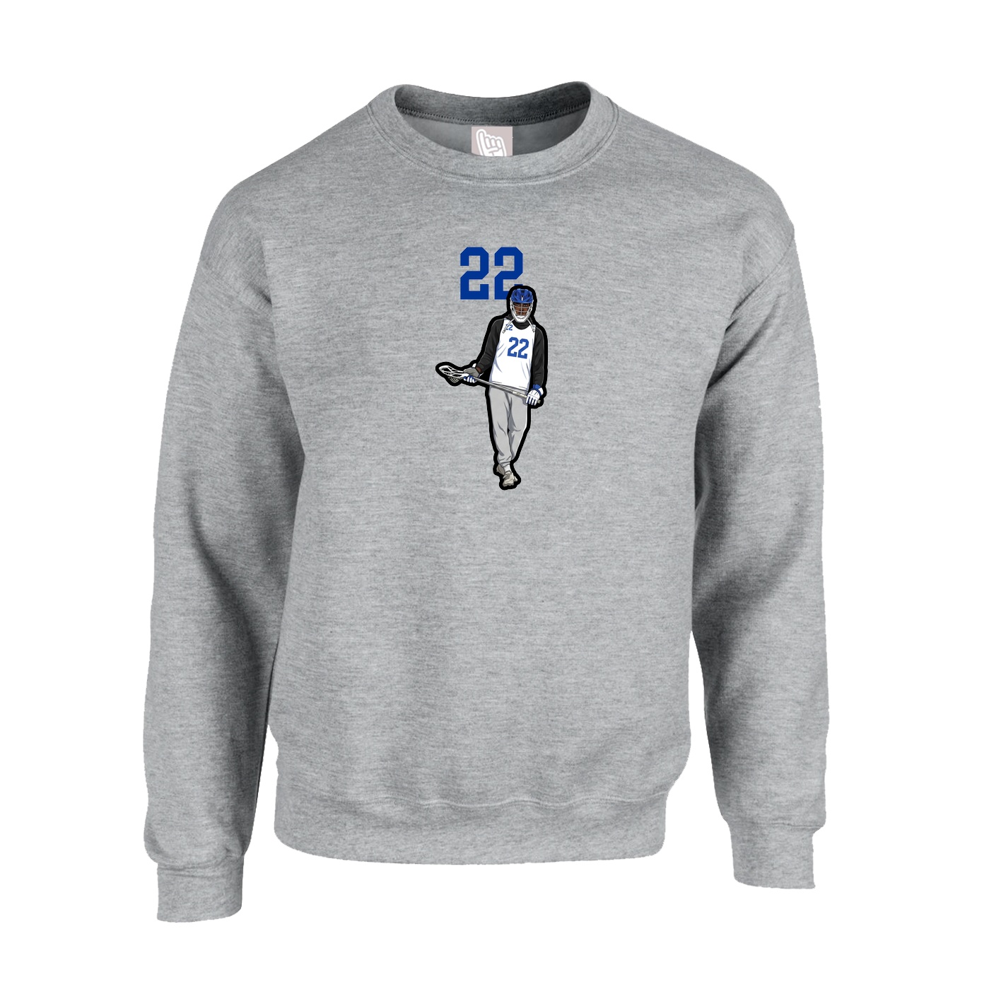 Fleece Crew — Number Top in Grey