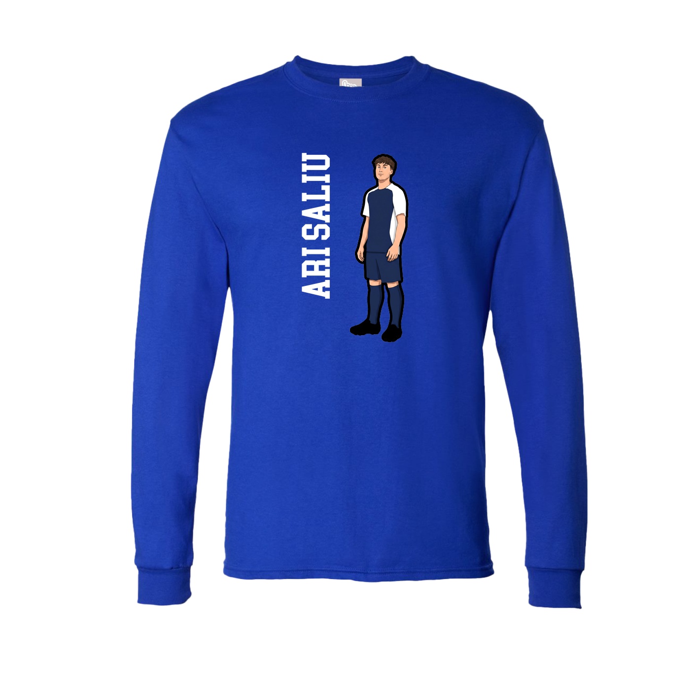 Long Sleeve Tee — Name Vertical in Royal