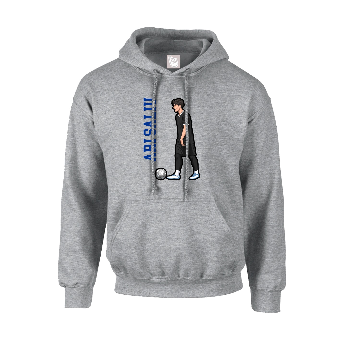Youth Hoodie — Name Vertical in Grey
