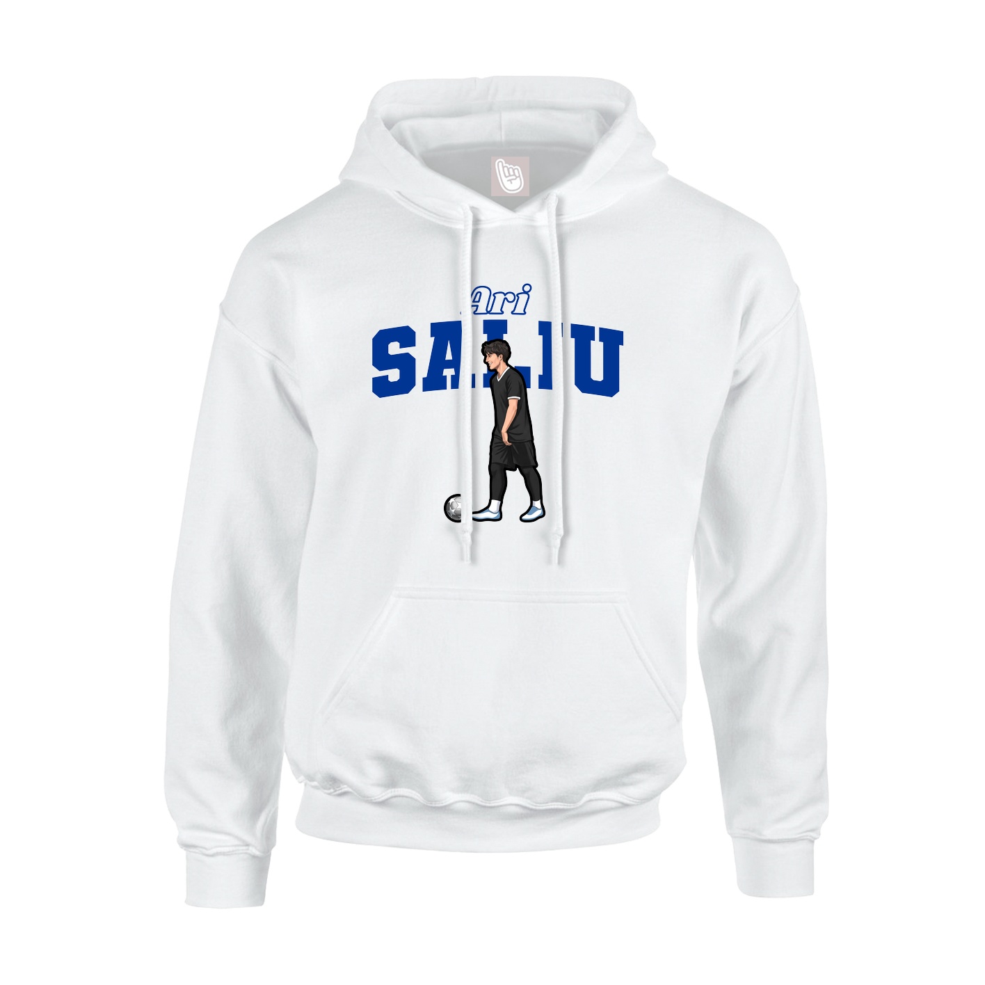 Youth Hoodie — Name Arch in White