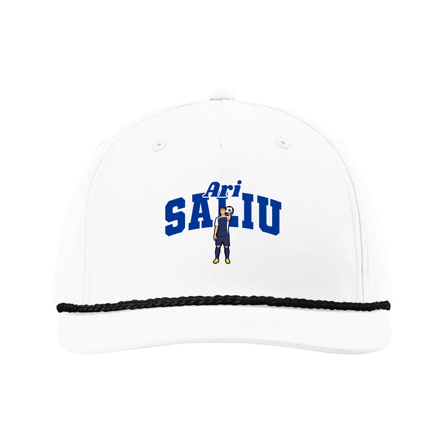 Five-Panel Classic Rope Cap — Signature Arch in White