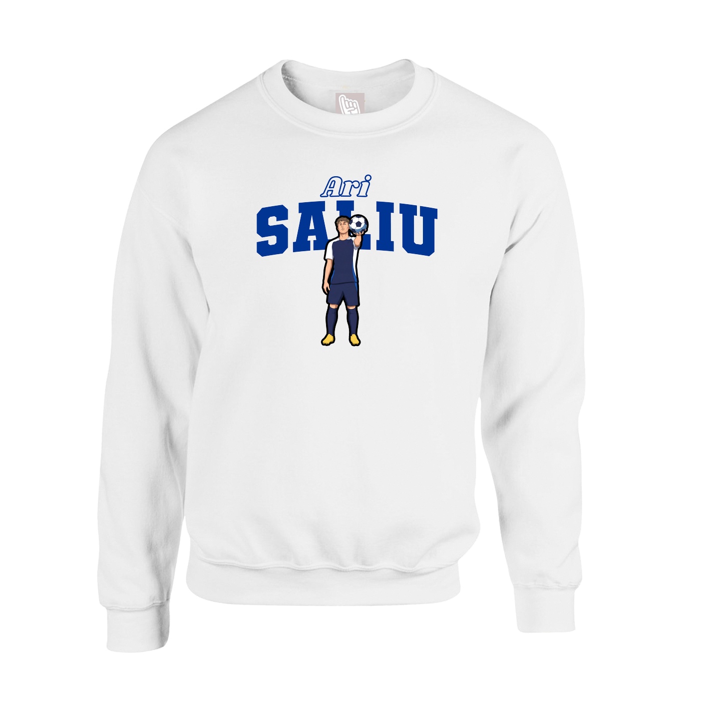 Fleece Crew — Name Arch in White