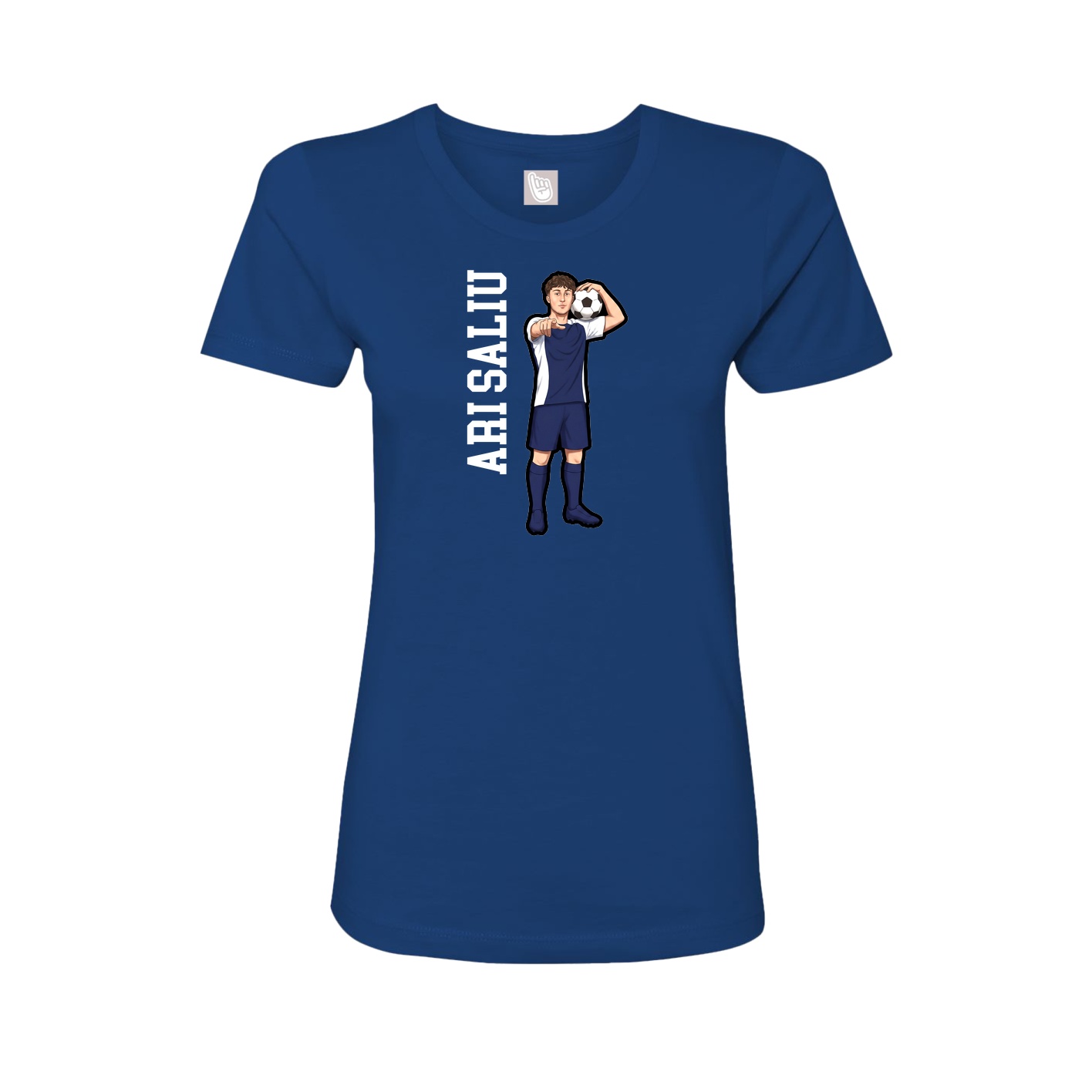 Fitted Women's Tee — Name Vertical in Royal