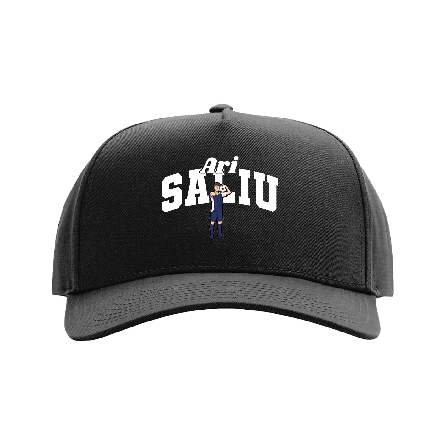Full Fabric Five-Panel Champ Cap — Signature Arch in Black