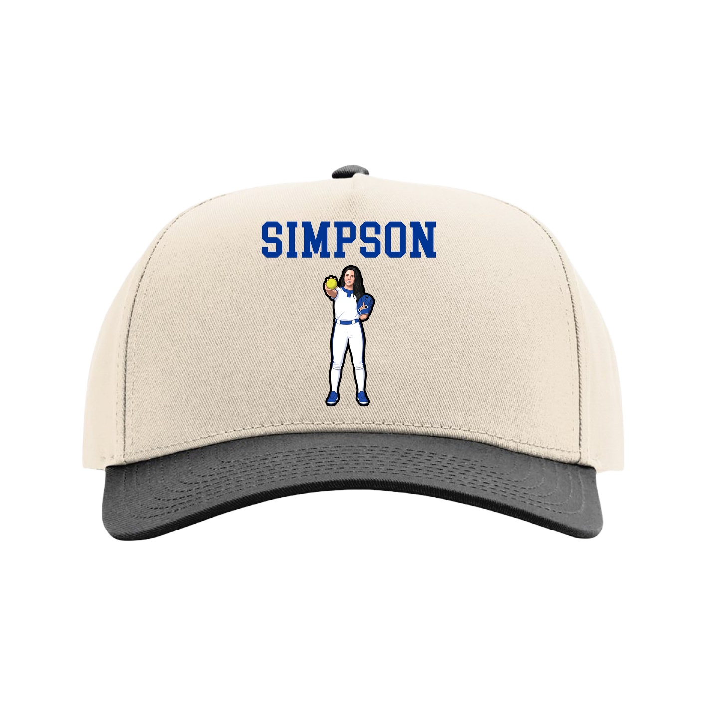 Full Fabric Five-Panel Champ Cap — Shirsey in Cream/Black