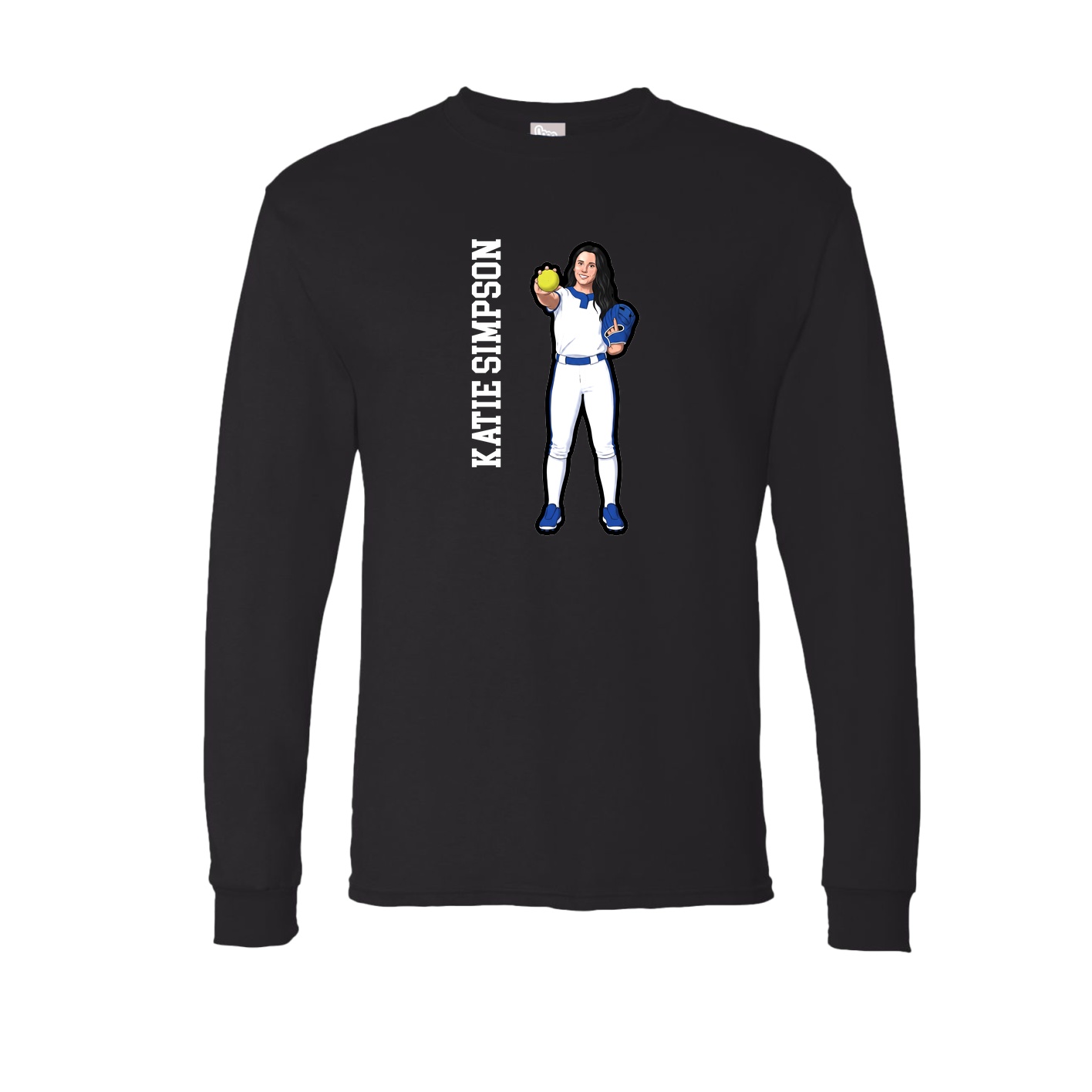 Long Sleeve Tee — Name Vertical in Black