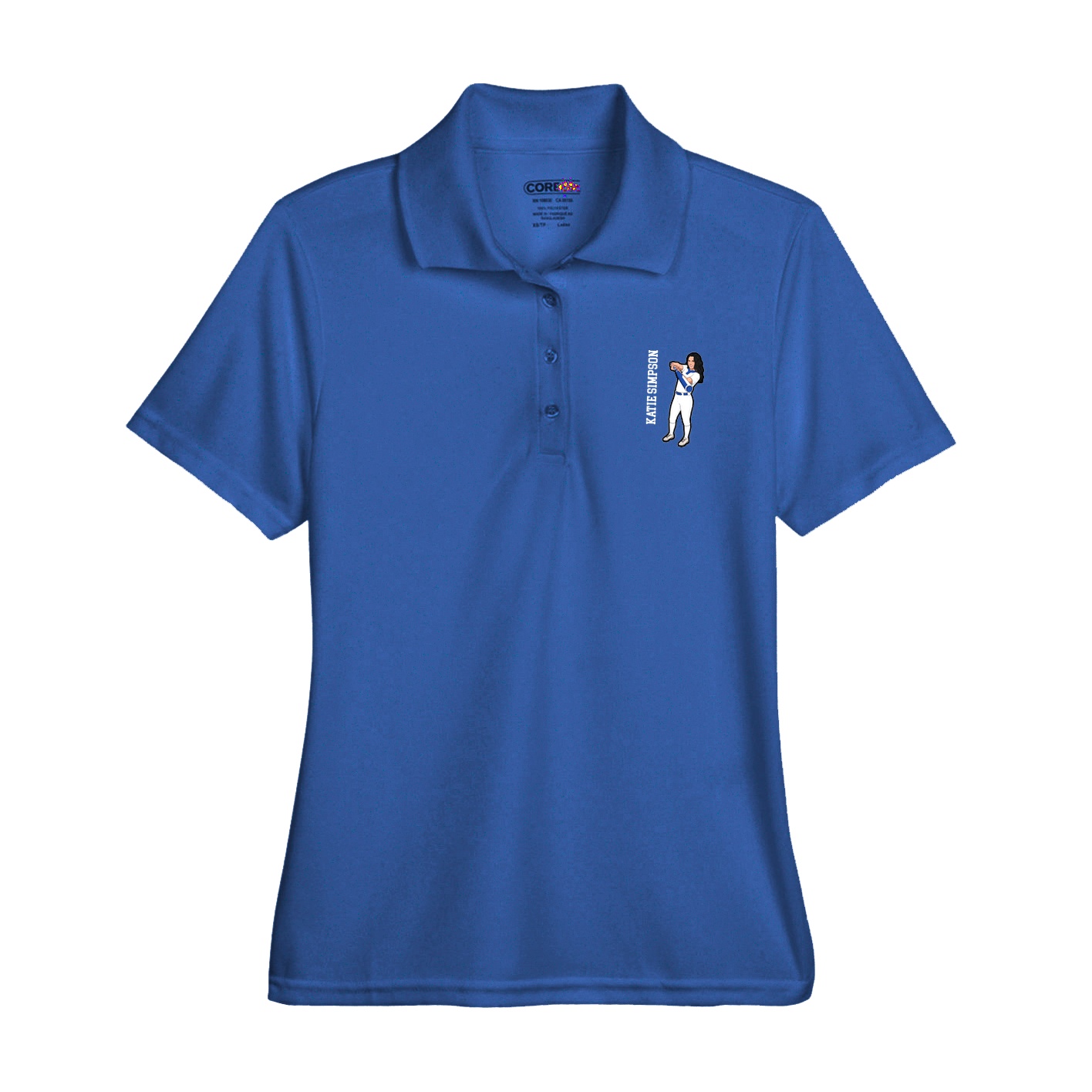 Womens Performance Polo — Name Vertical in Royal