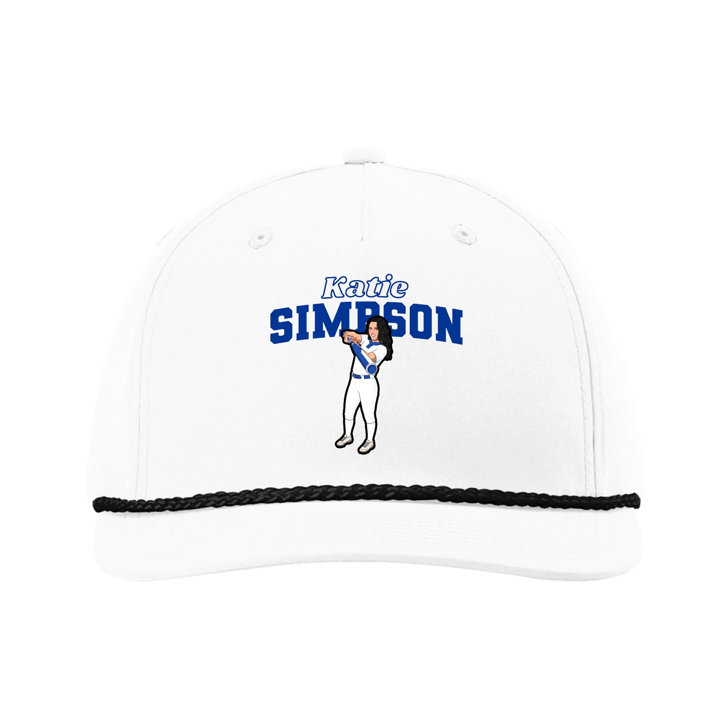 Five-Panel Classic Rope Cap — Name Arch in White