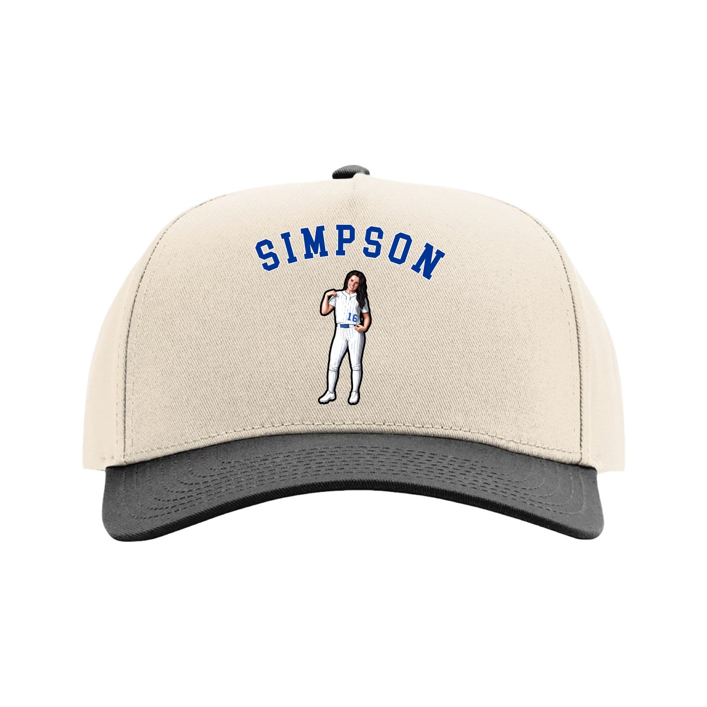 Full Fabric Five-Panel Champ Cap — Shirsey Arch in Cream/Black