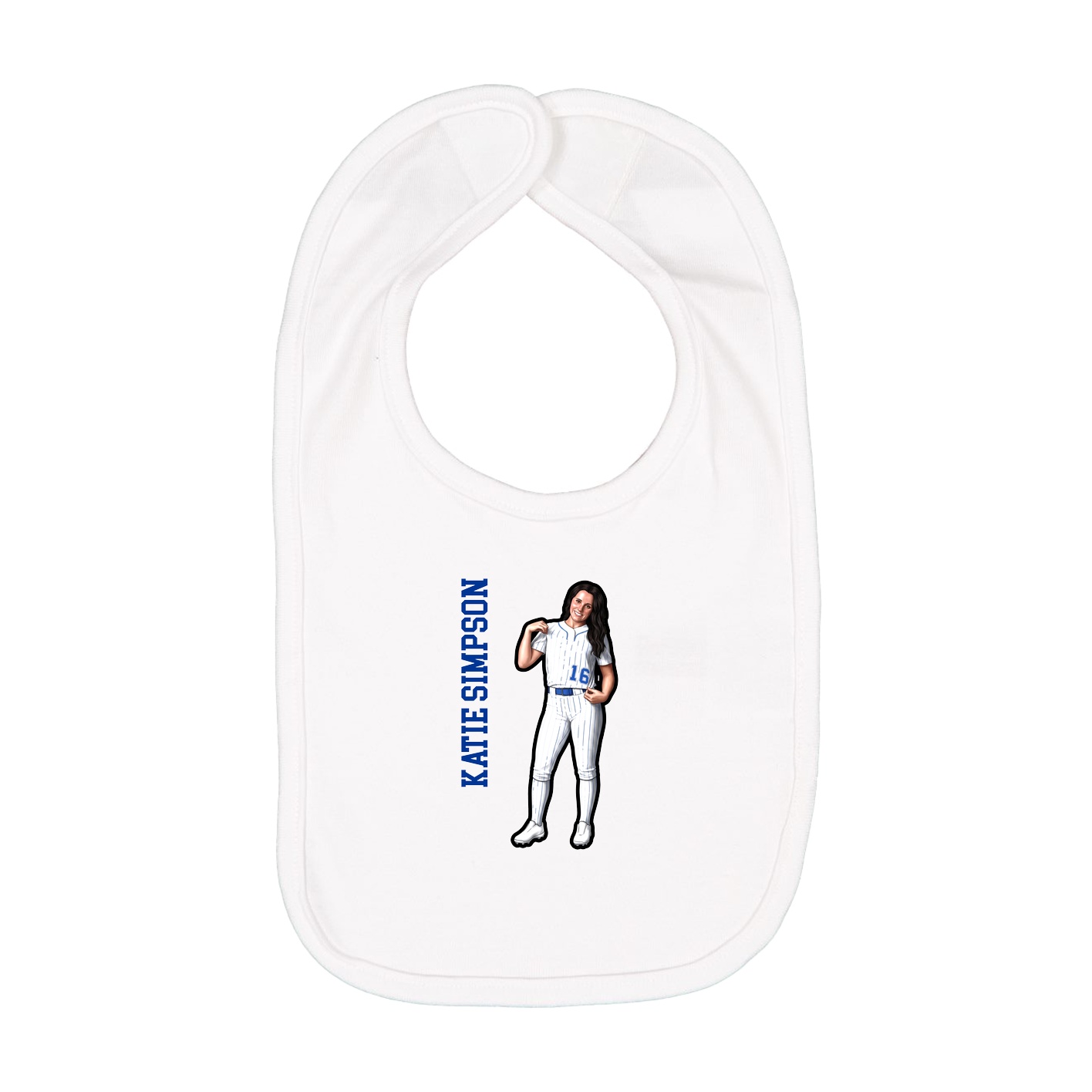 Infant Bib — Name Vertical in White