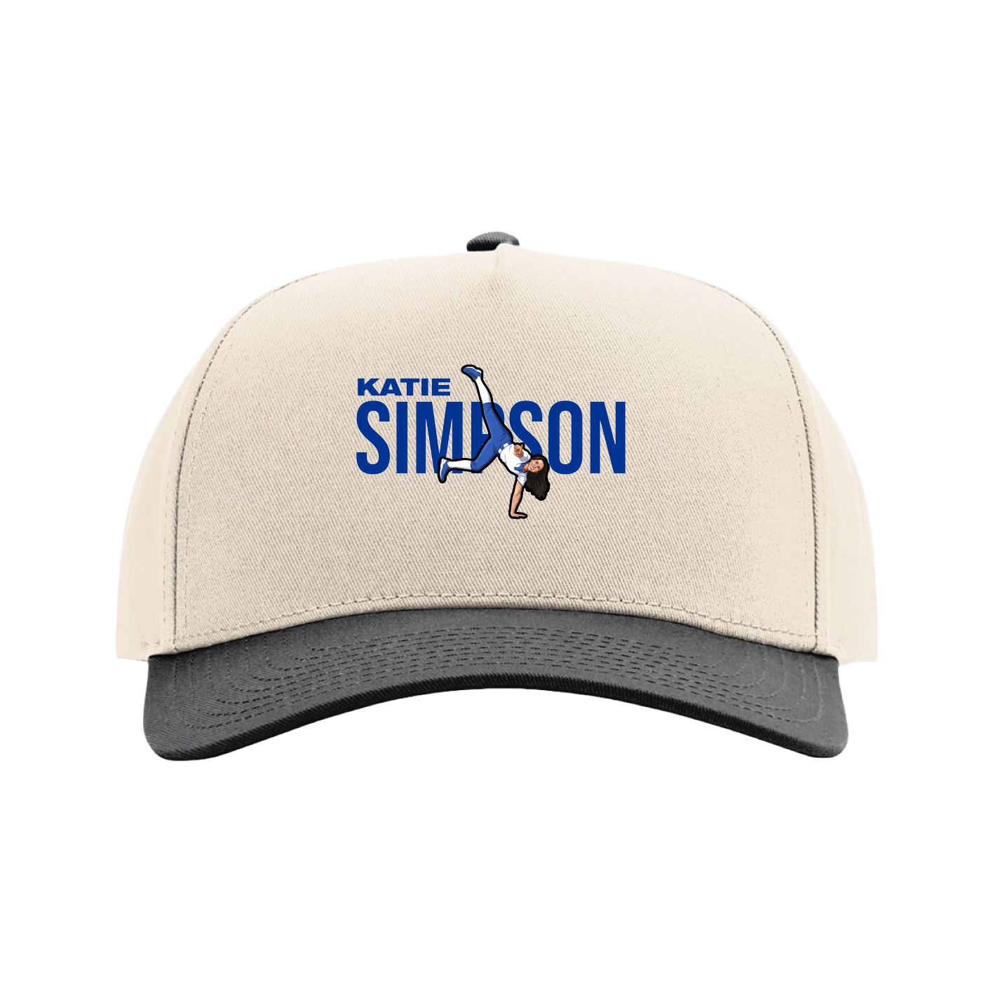 Full Fabric Five-Panel Champ Cap — Player Name in Cream/Black