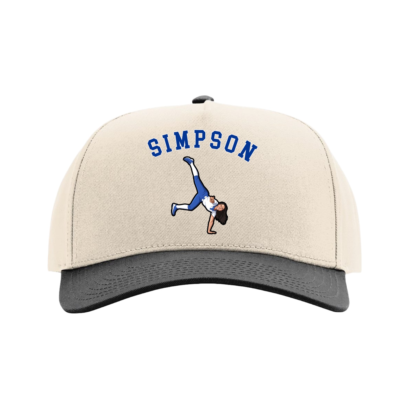 Full Fabric Five-Panel Champ Cap — Shirsey Arch in Cream/Black