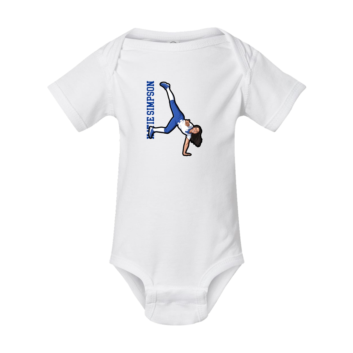 Baby Onesie — Name Vertical in White