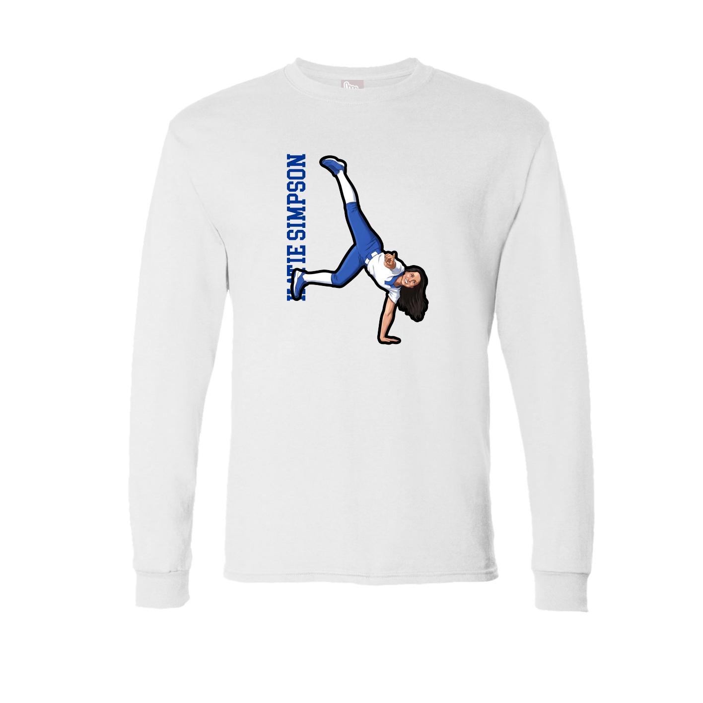 Long Sleeve Tee — Name Vertical in White