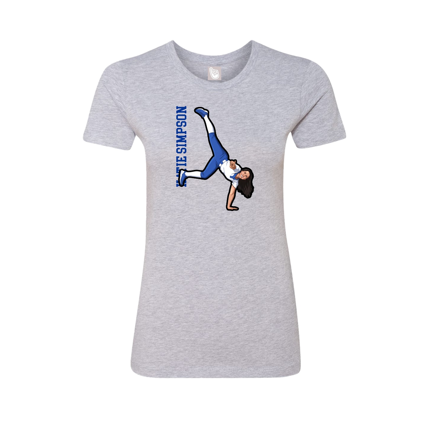 Fitted Women's Tee — Name Vertical in Grey
