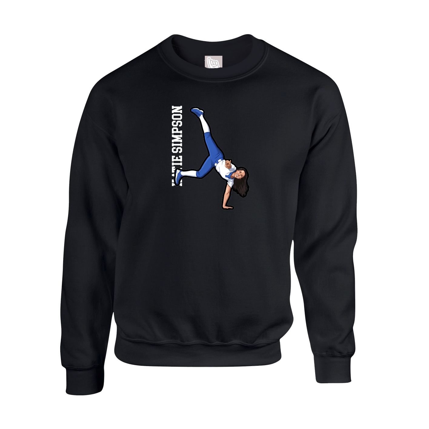 Fleece Crew — Name Vertical in Black