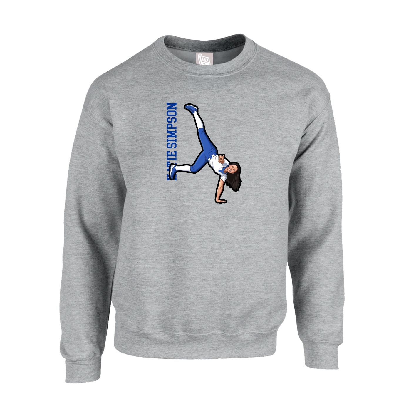Fleece Crew — Name Vertical in Grey