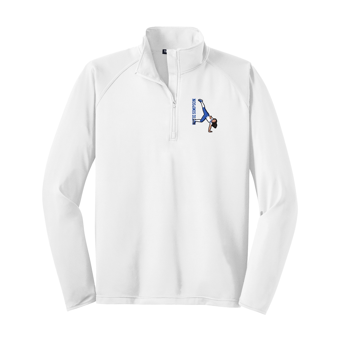 Q-Zip Pullover — Name Vertical in White