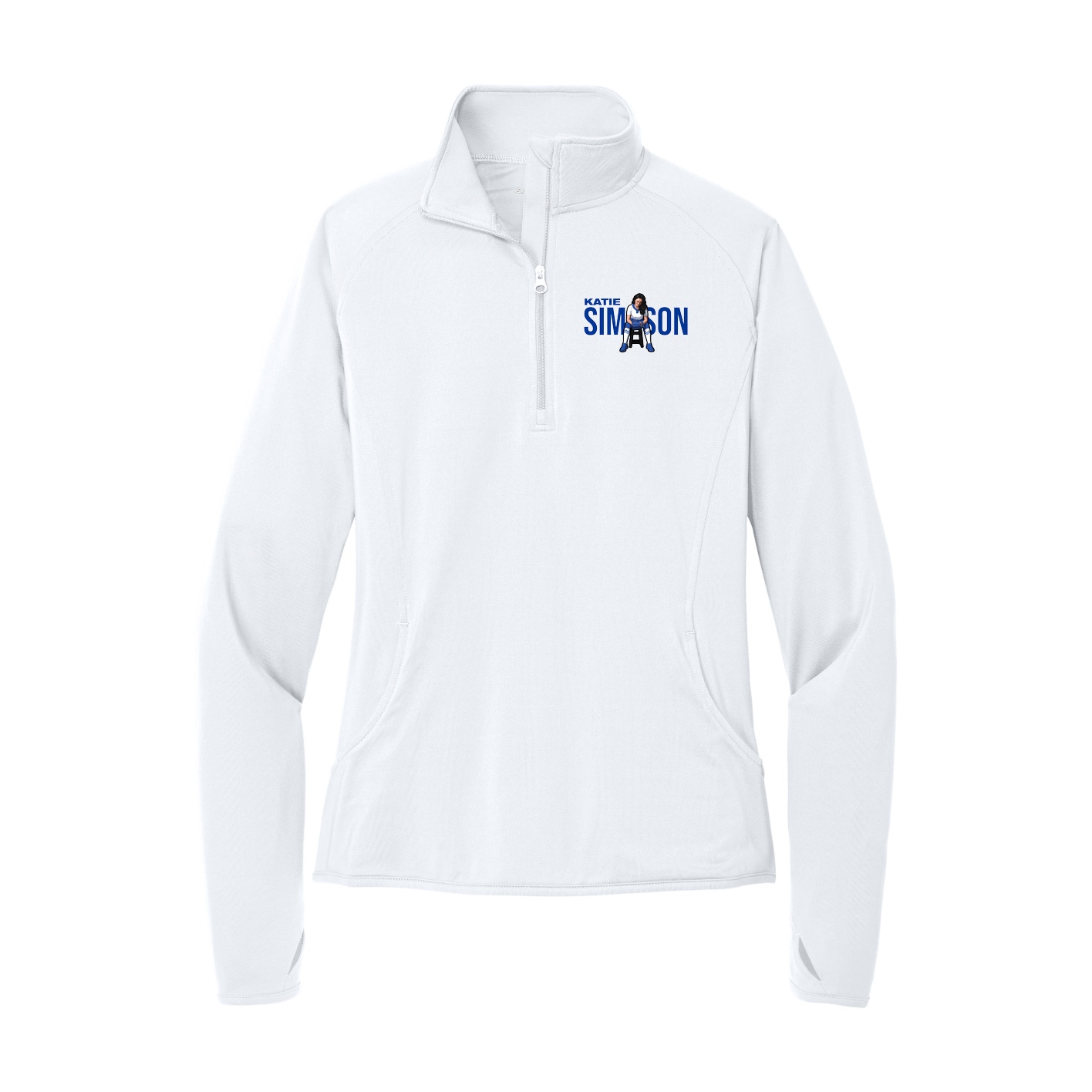 Women's Q-Zip Pullover — Player Name in White