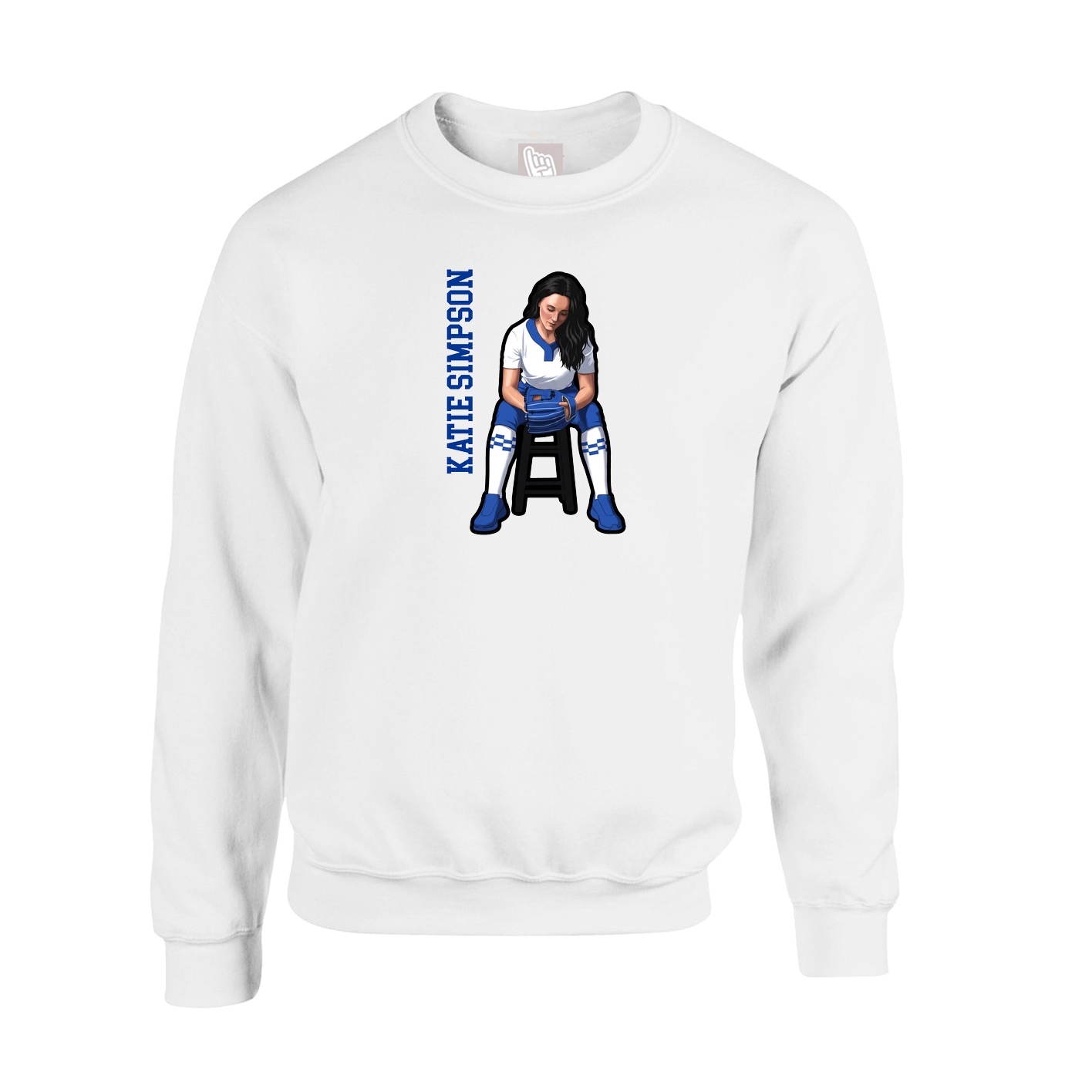 Fleece Crew — Name Vertical in White
