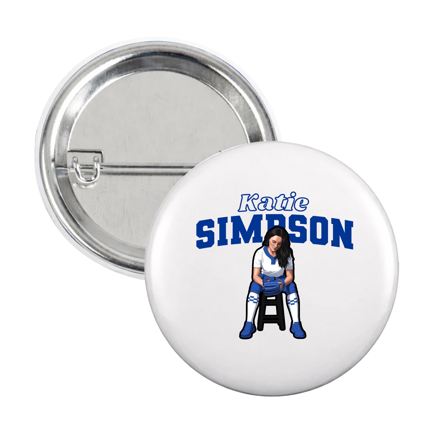 Game Day Button — Name Arch in White