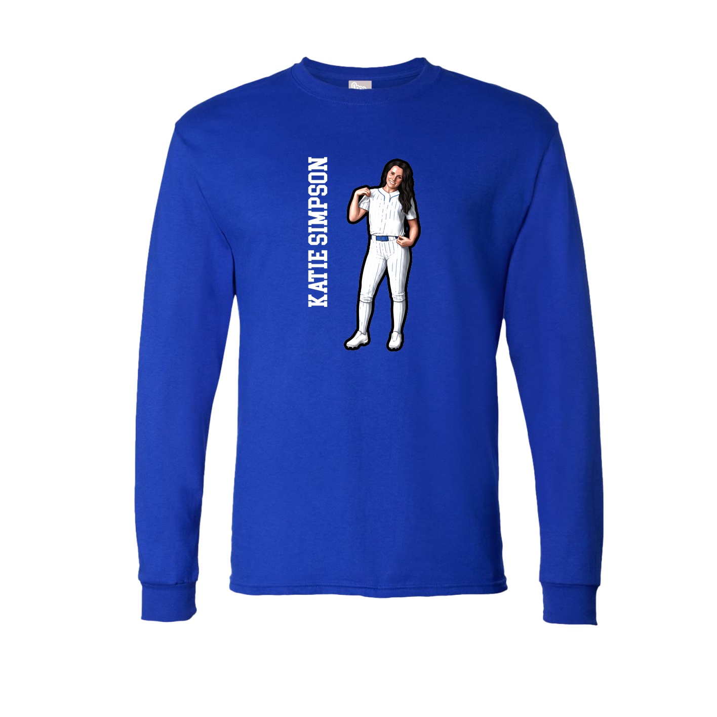 Long Sleeve Tee — Name Vertical in Royal