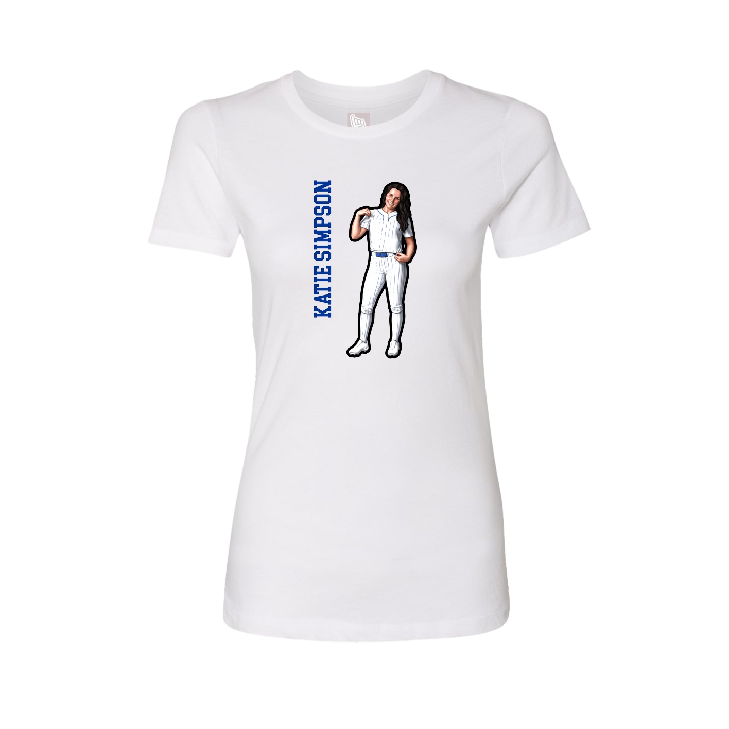 Womens Tee — Name Vertical in White