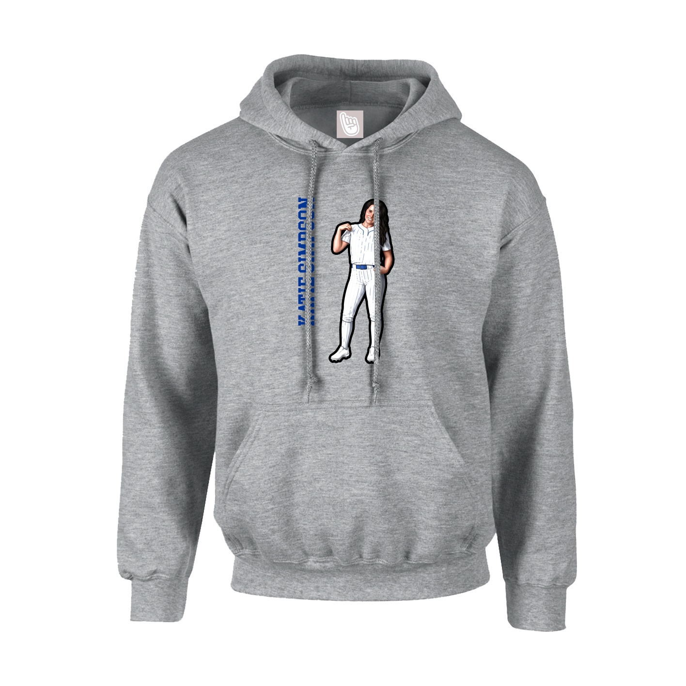 Hoodie — Name Vertical in Grey
