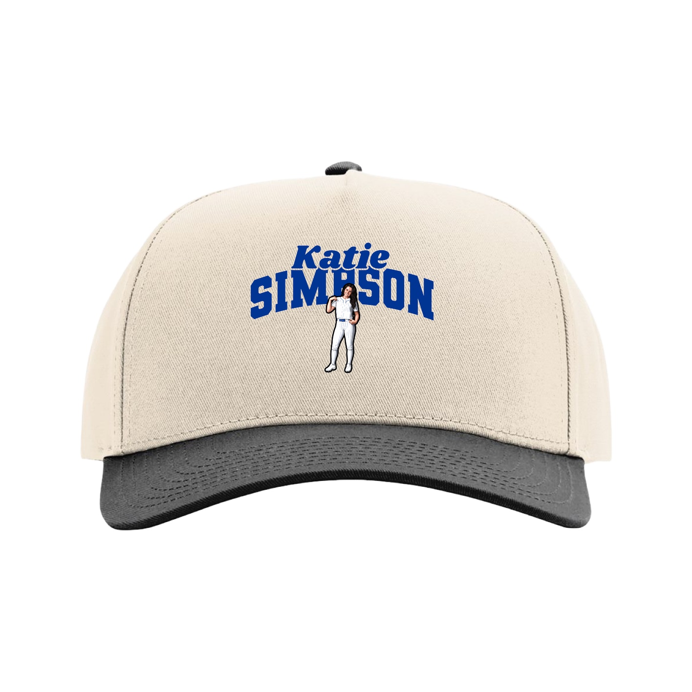 Full Fabric Five-Panel Champ Cap — Signature Arch in Cream/Black