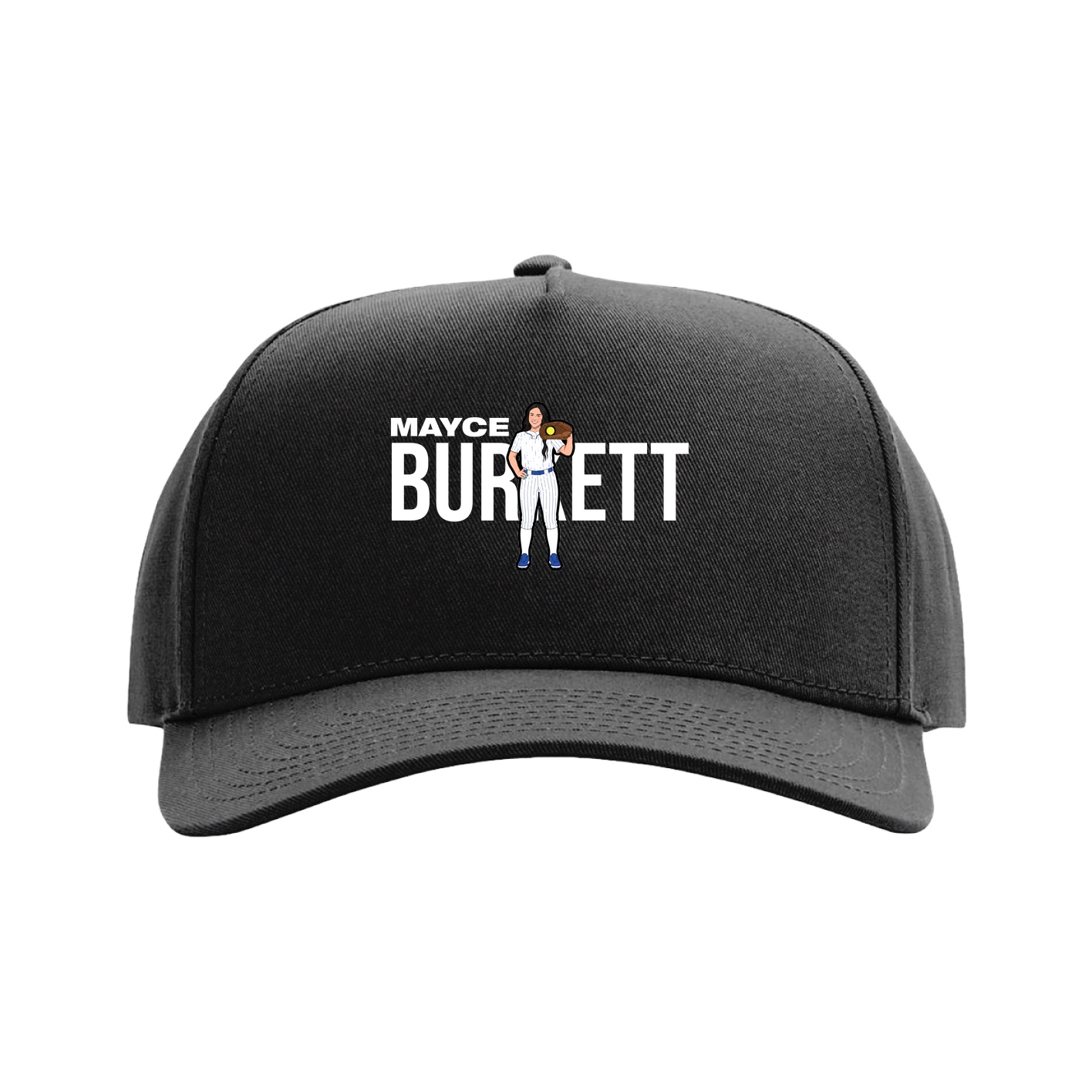 Full Fabric Five-Panel Champ Cap — Player Name in Black