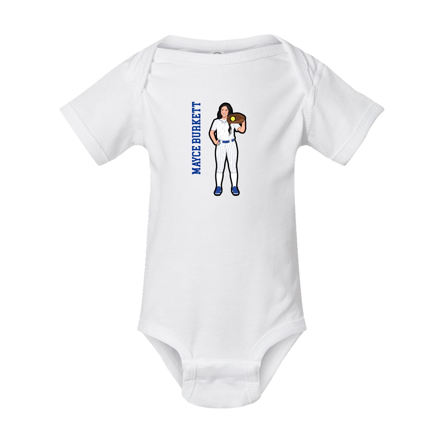 Baby Onesie — Name Vertical in White