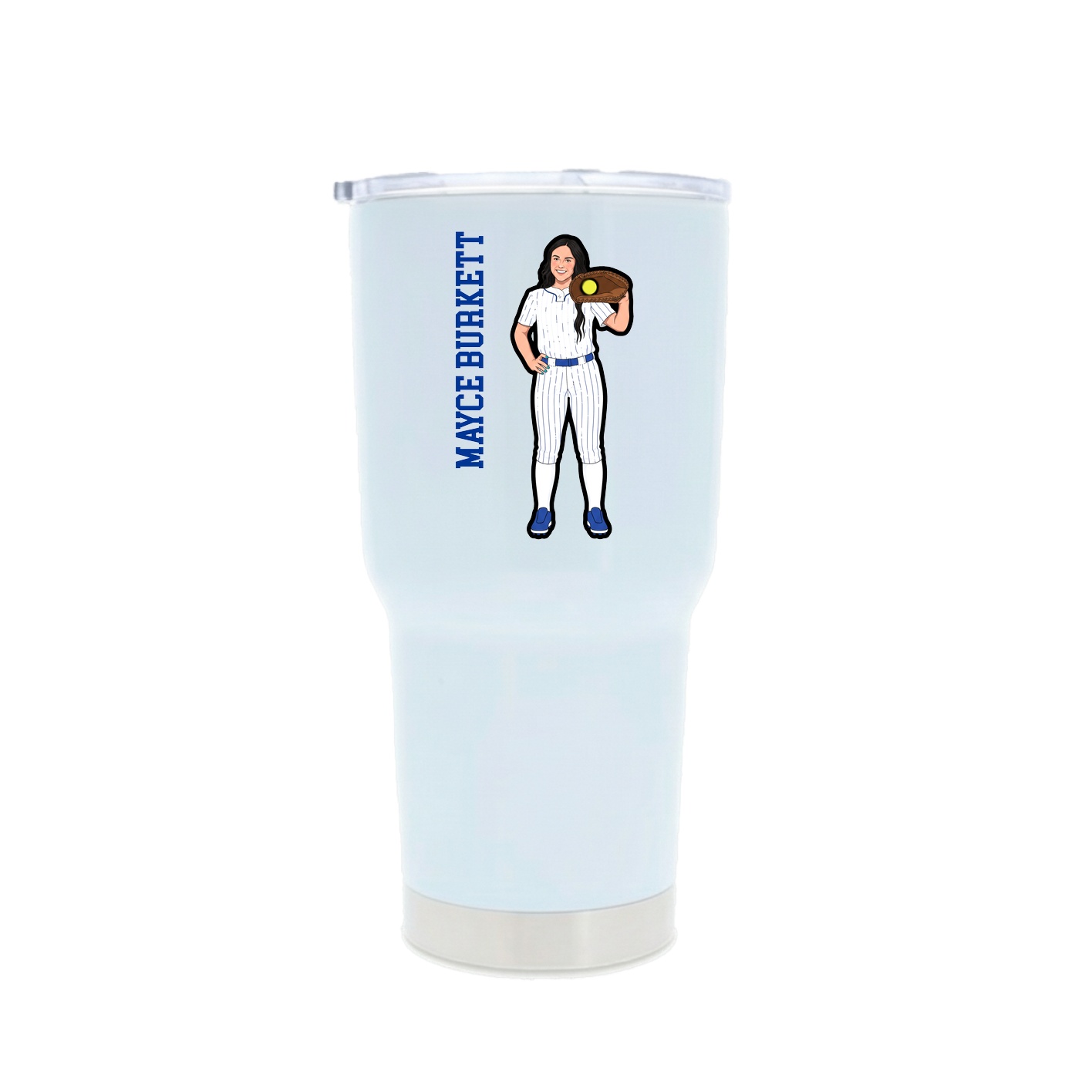 30oz Stainless Steel Tumbler — Name Vertical in White