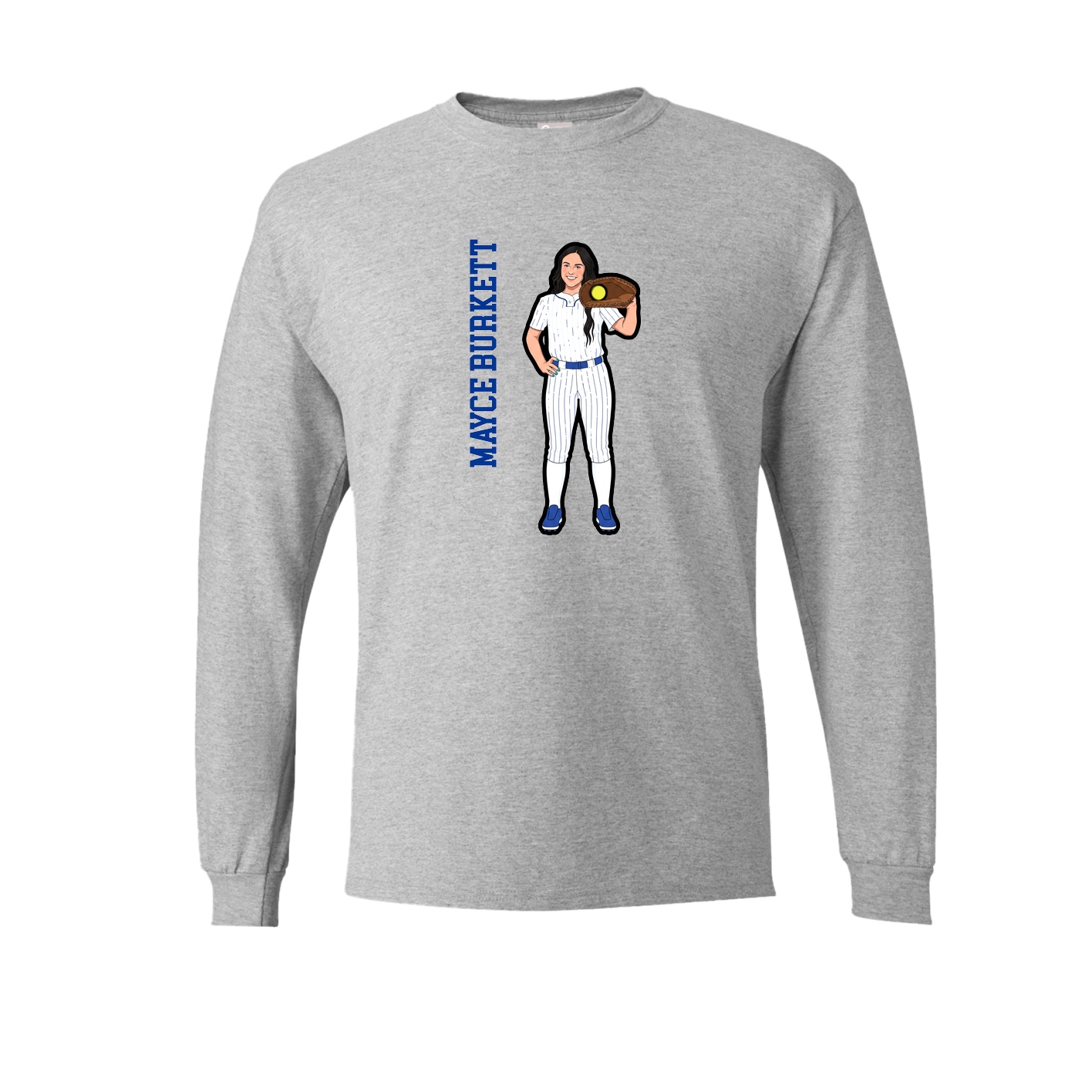 Long Sleeve Tee — Name Vertical in Grey