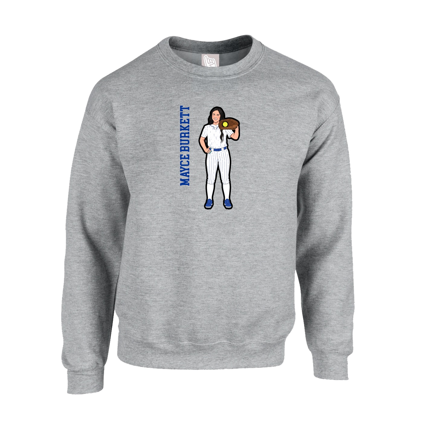 Fleece Crew — Name Vertical in Grey