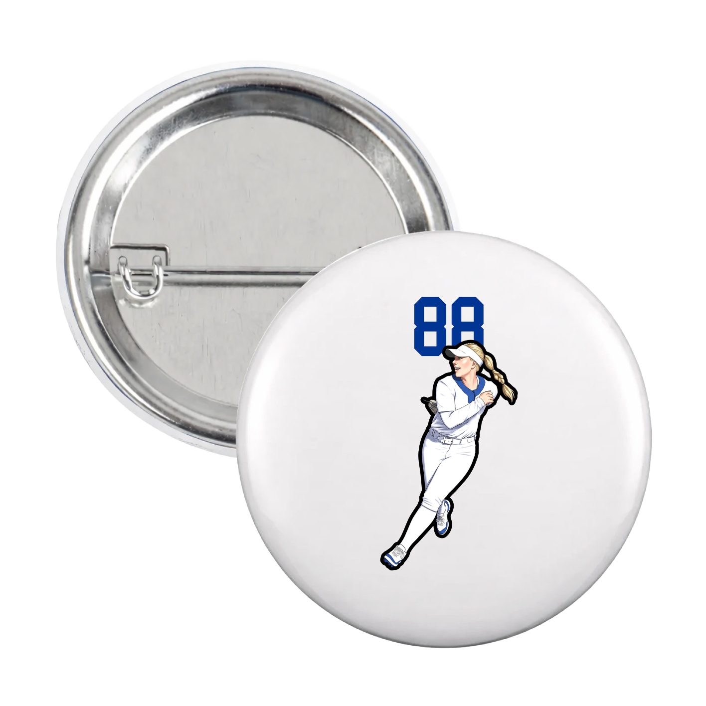 Game Day Button — Number Top in White