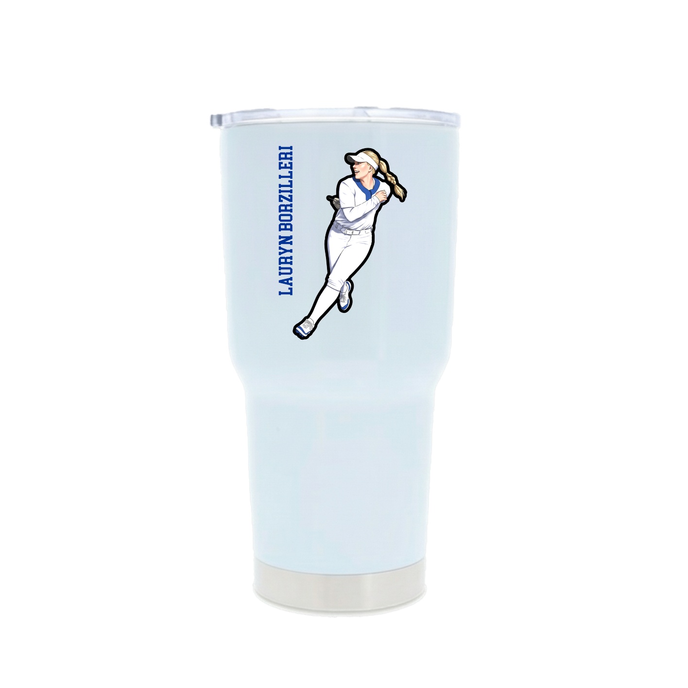 30oz Stainless Steel Tumbler — Name Vertical in White