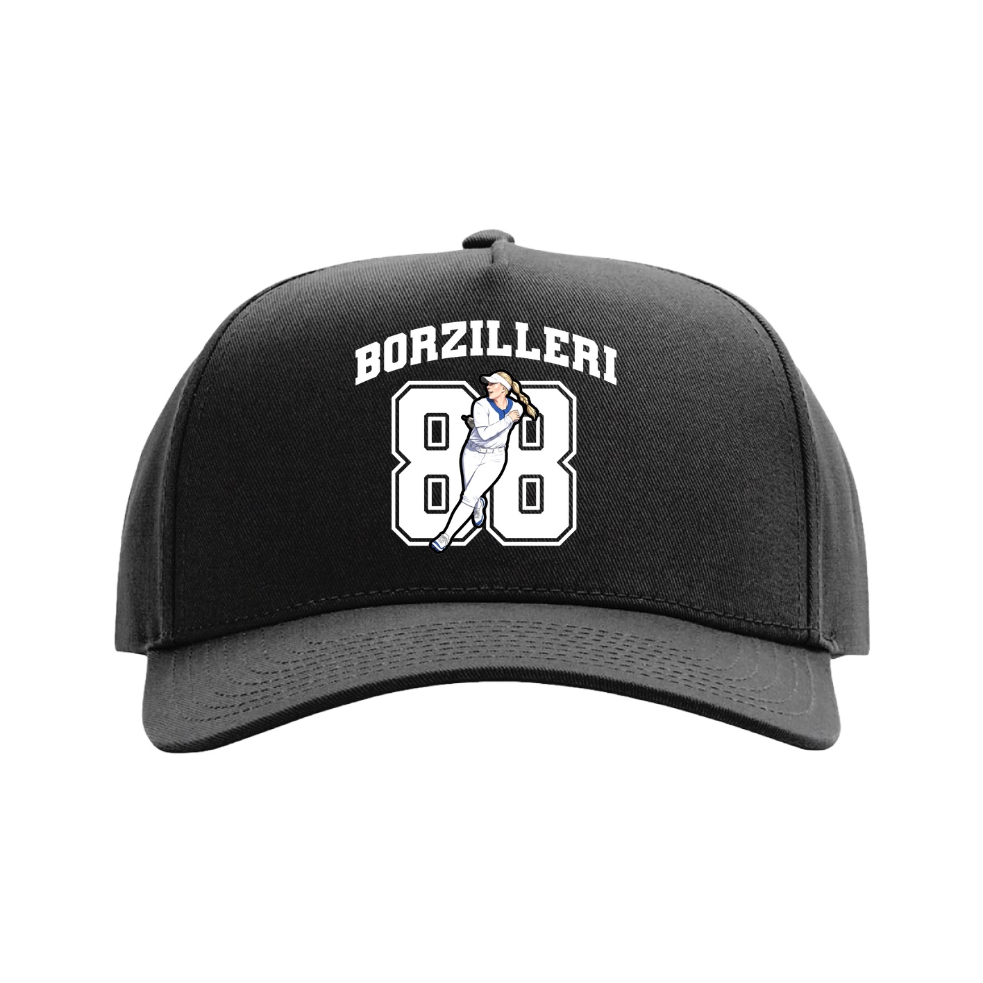 Full Fabric Five-Panel Champ Cap — Number in Black