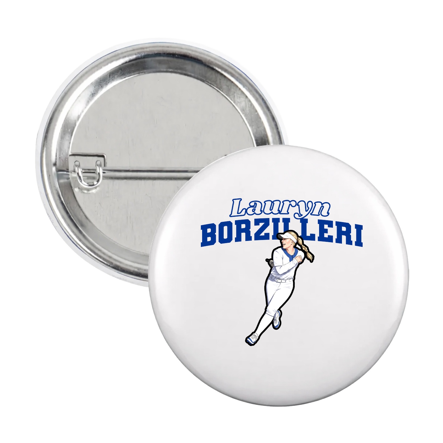 Game Day Button — Name Arch in White