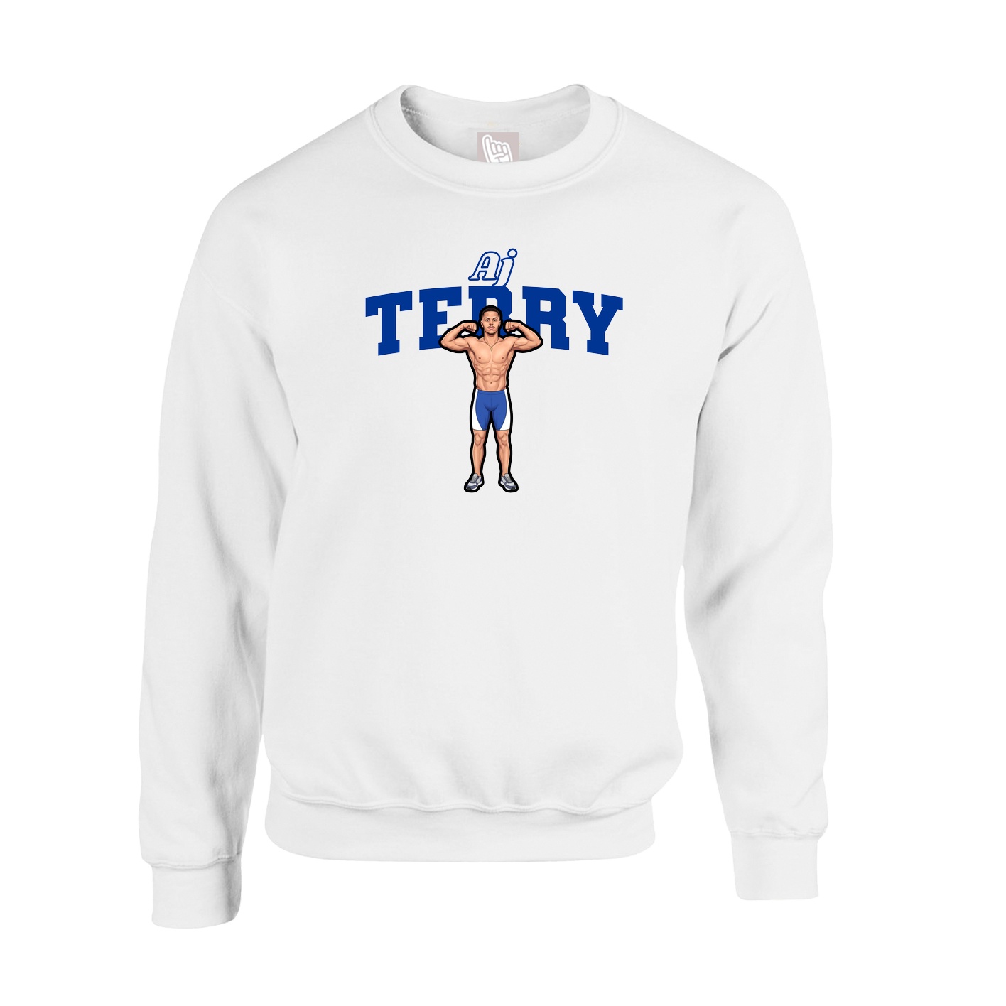 Fleece Crew — Name Arch in White