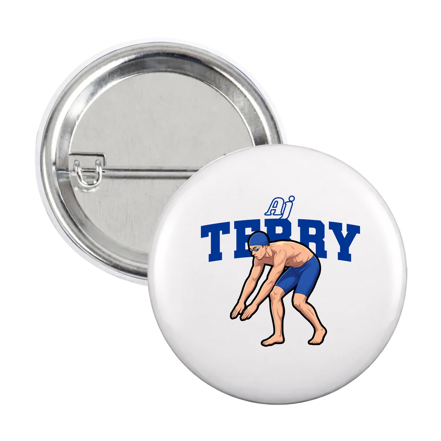 Game Day Button — Name Arch in White