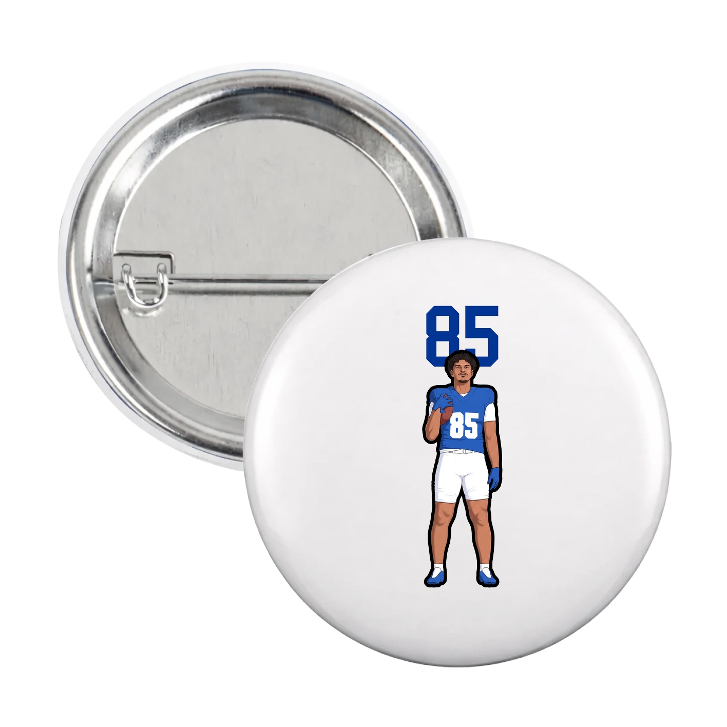 Game Day Button — Number Top in White