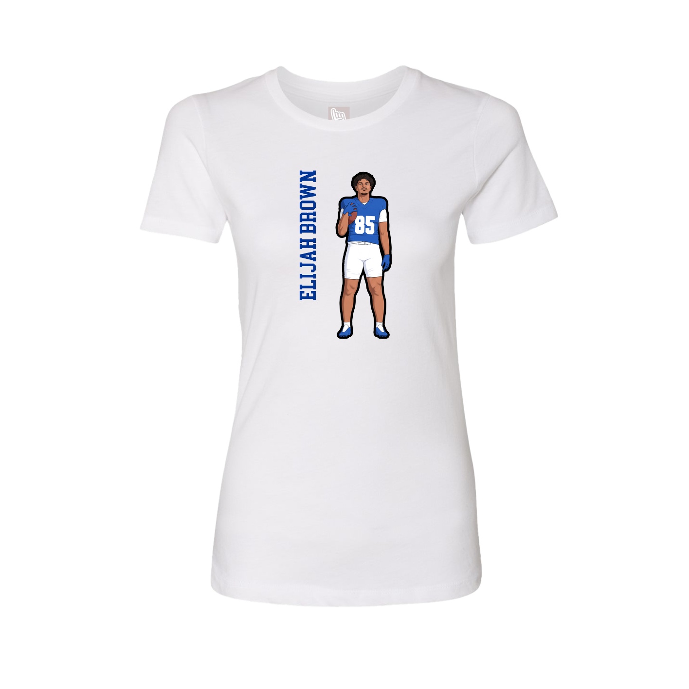 Fitted Women's Tee — Name Vertical in White