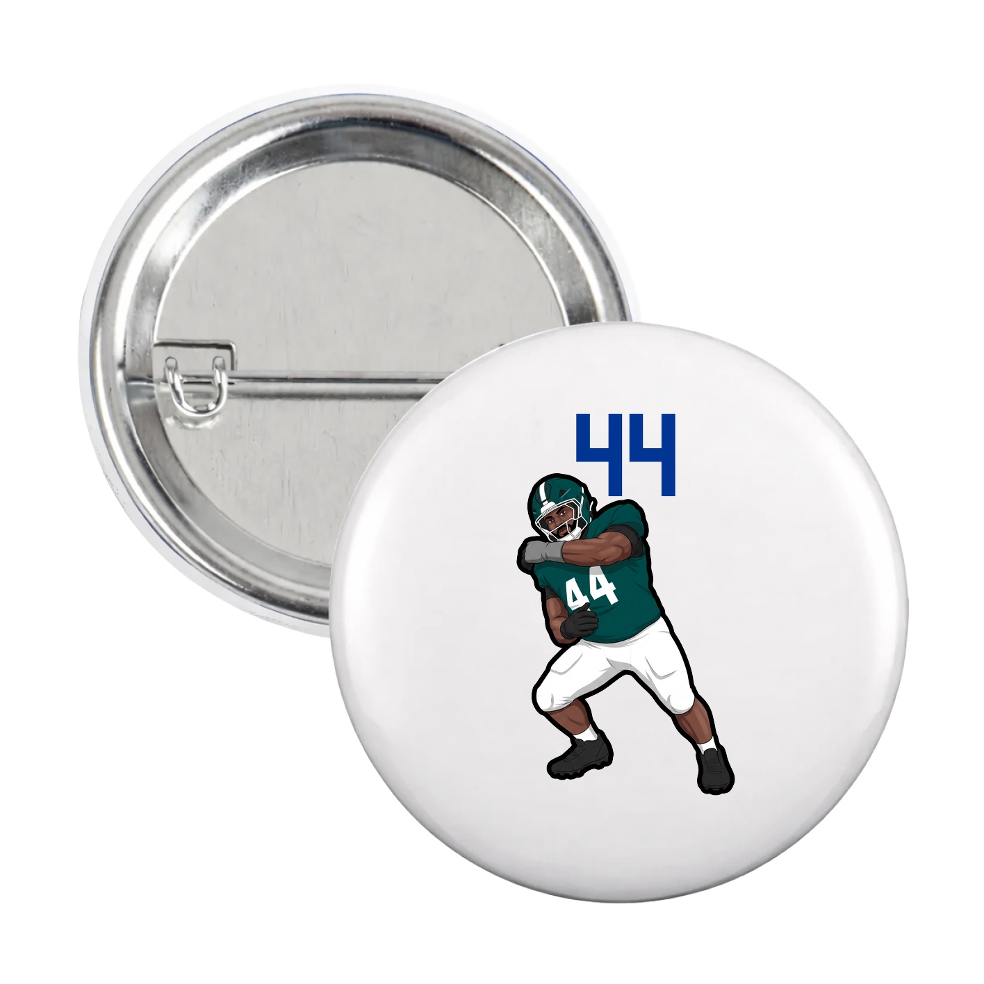 Game Day Button — Number Top in White