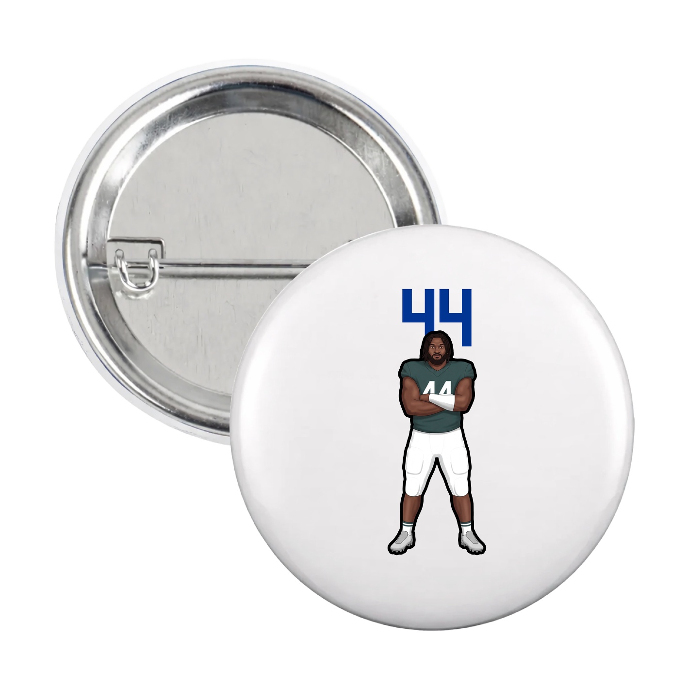 Game Day Button — Number Top in White