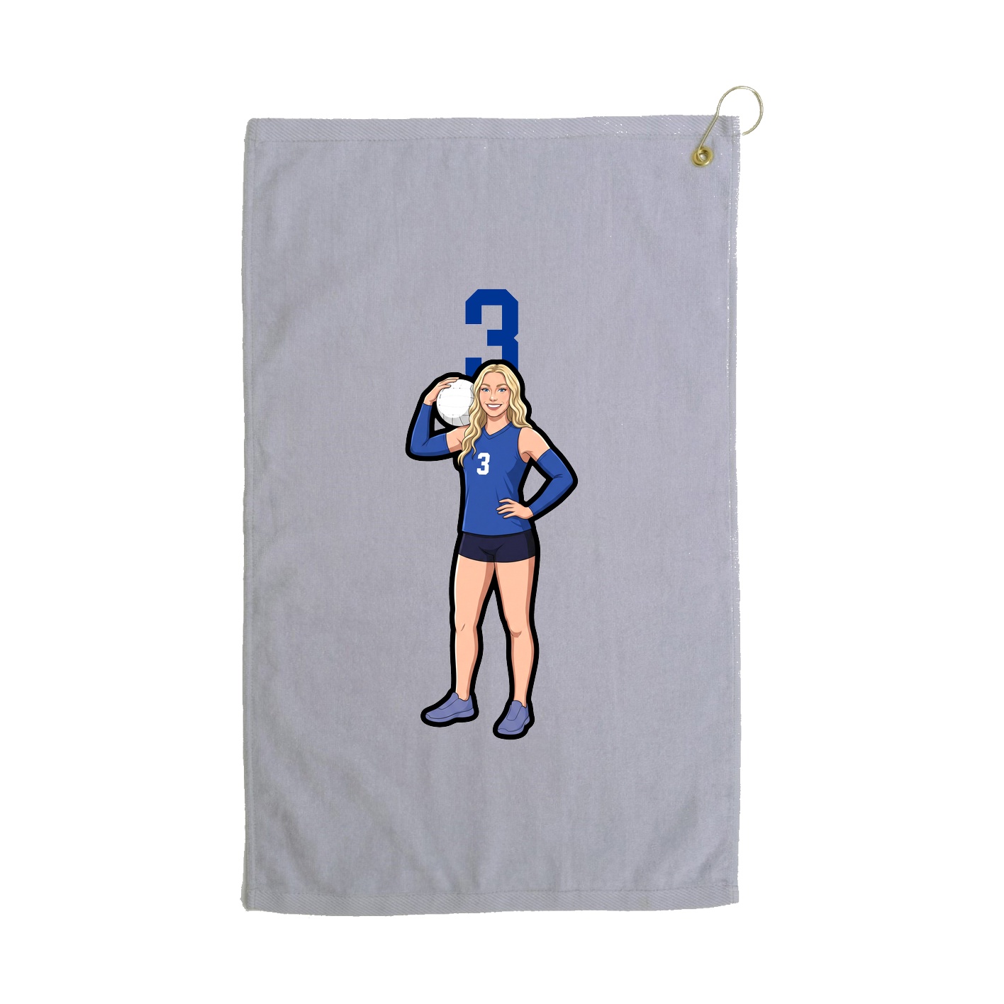 Golf Towel — Number Top in Grey