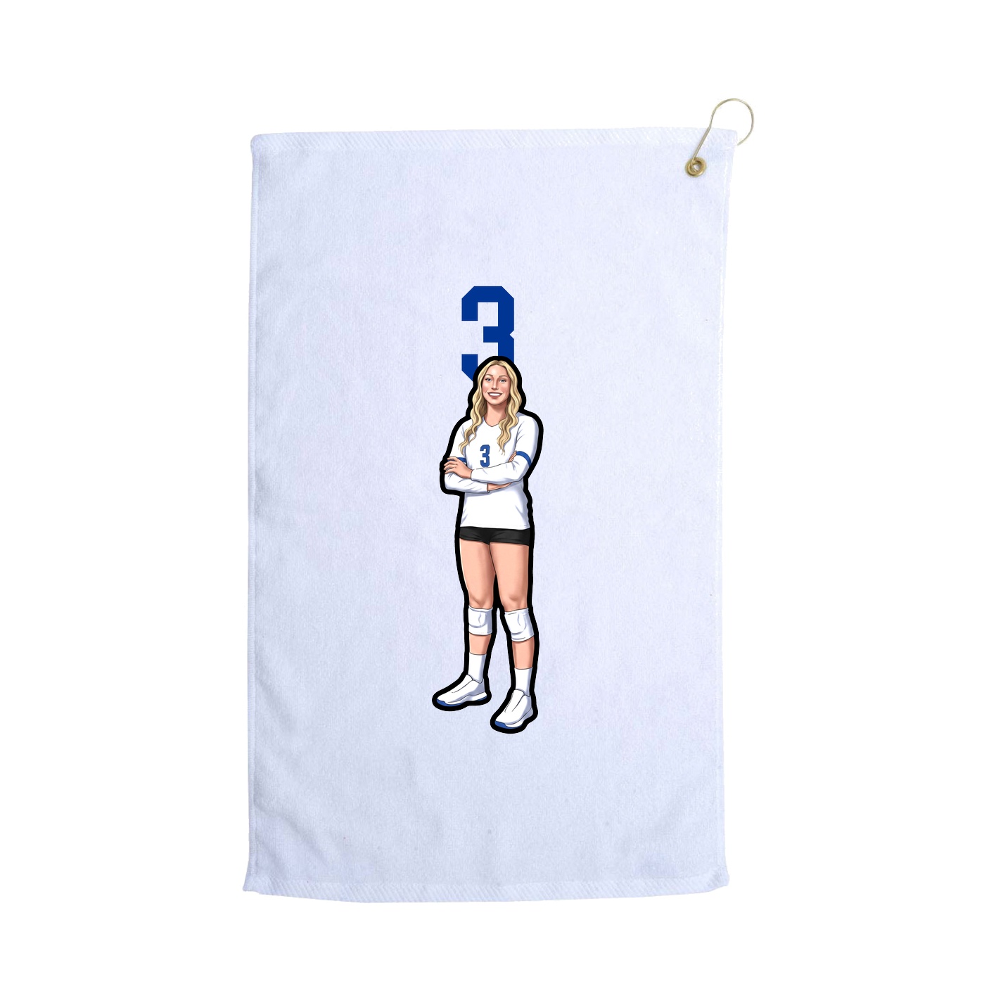 Golf Towel — Number Top in White