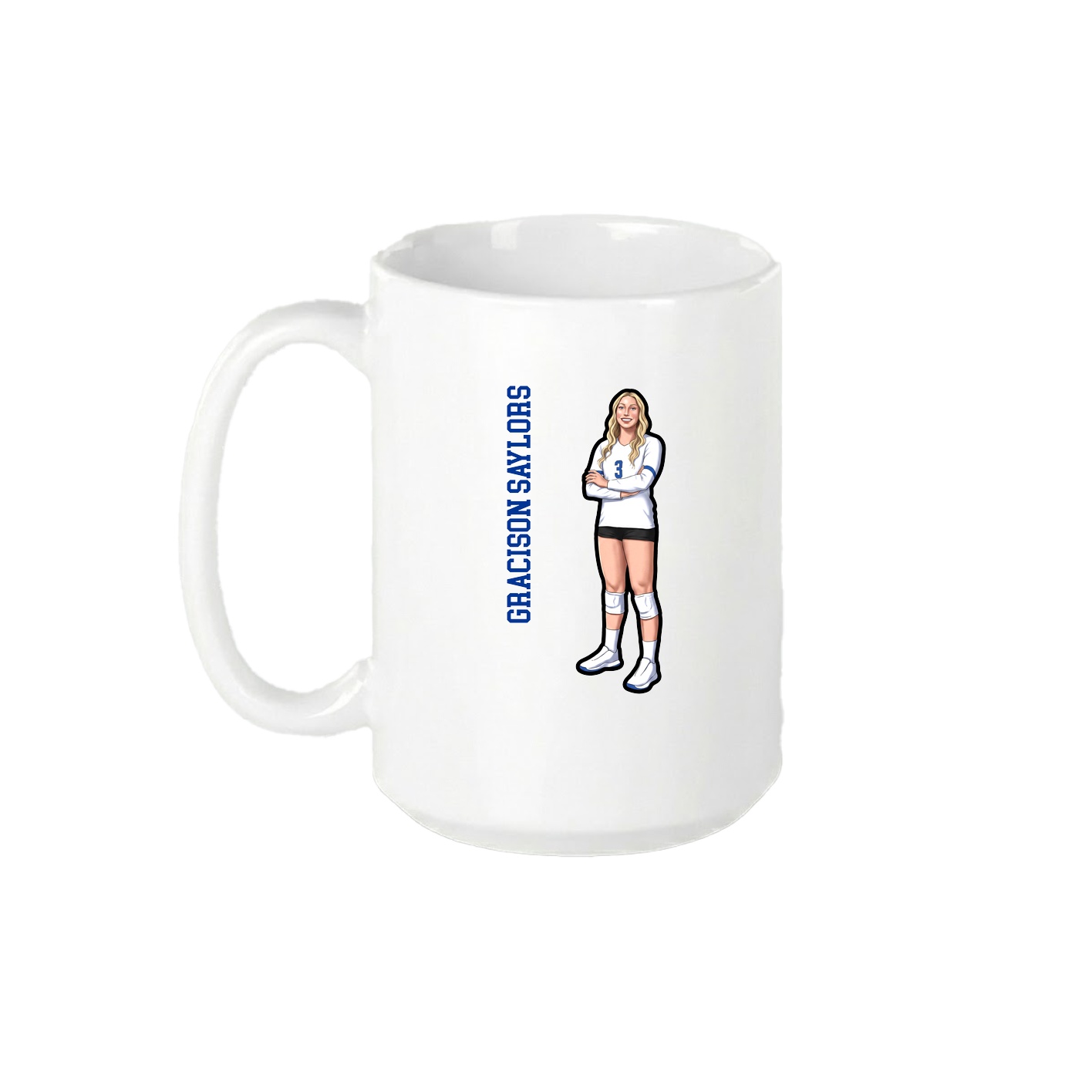 15oz Coffee Mug — Name Vertical in White