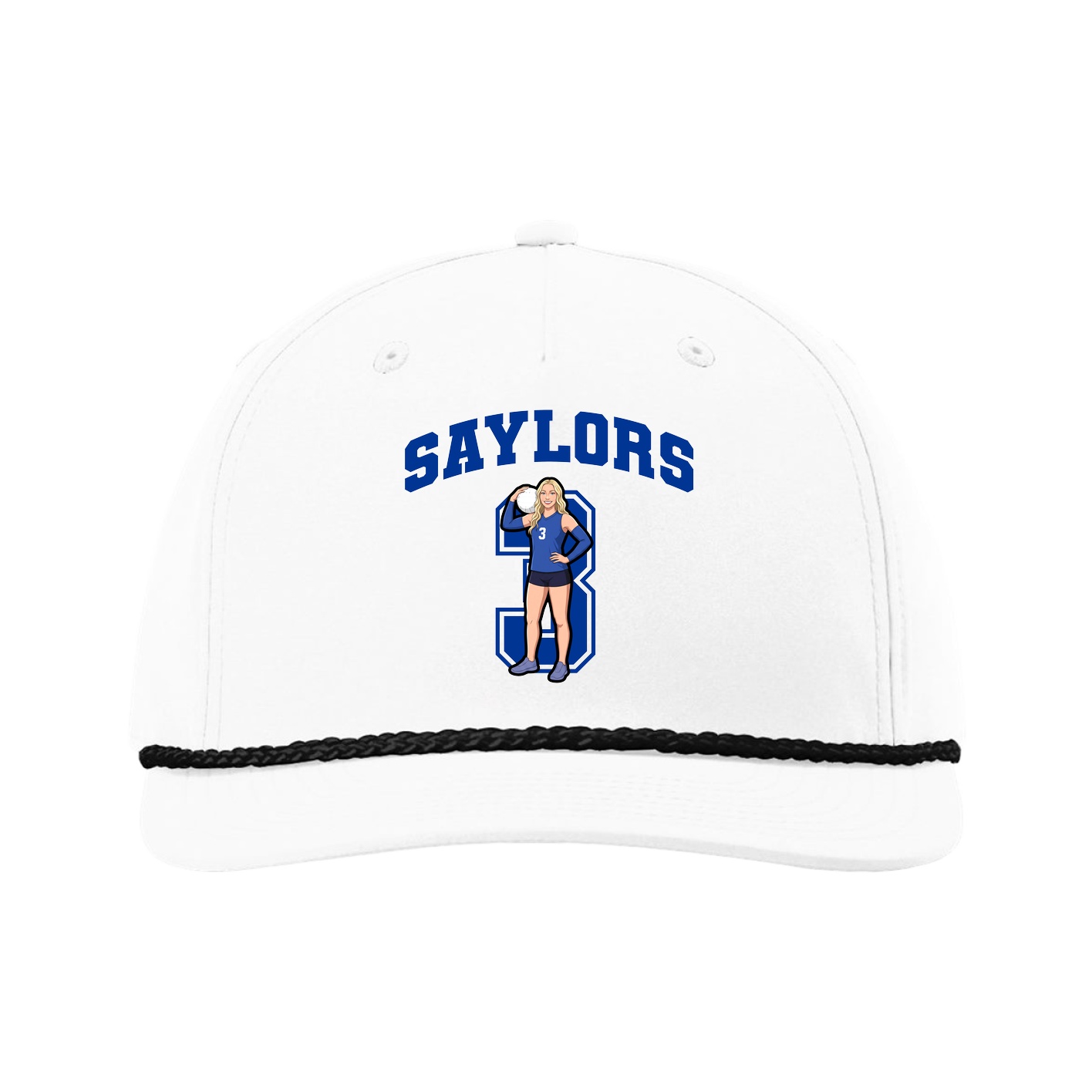 Five-Panel Classic Rope Cap — Number in White