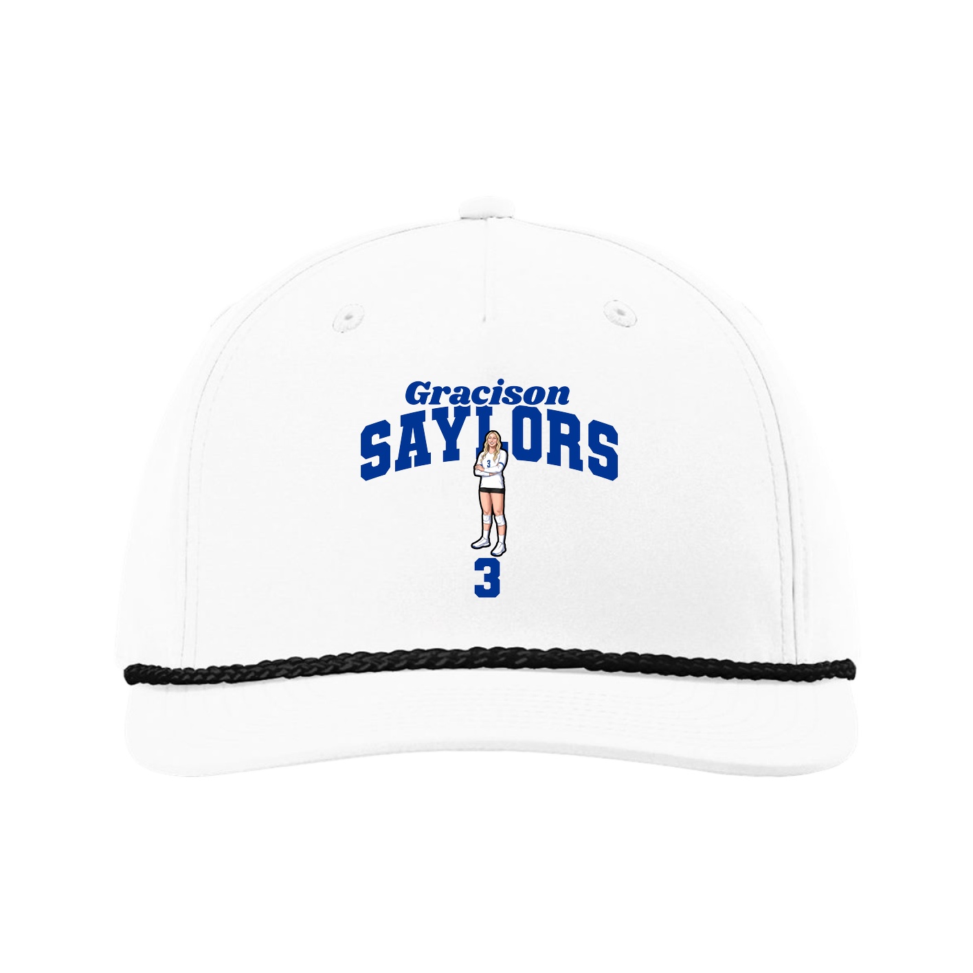 Five-Panel Classic Rope Cap — Signature Arch in White